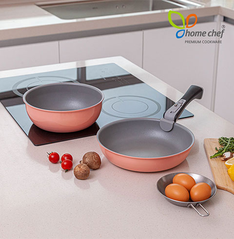 [홈셰프] 파르페 IH핑크 인덕션 매직핸즈3PCS(IH인덕션 멀티웍팬22cm, 후라이팬24cm,멀티핸들)