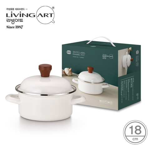 [리빙아트] 옥슨 화이트라벨 1T 법랑 냄비 18양수