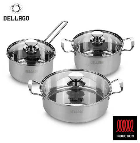 [DELLAGO] 델라고 EF(eco-friendly) 인덕션(IH)겸용 스텐냄비 3종세트