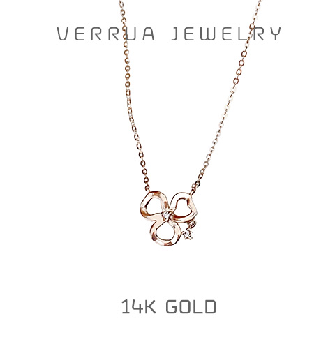 [베루아] 14K 클로버 목걸이 로즈골드