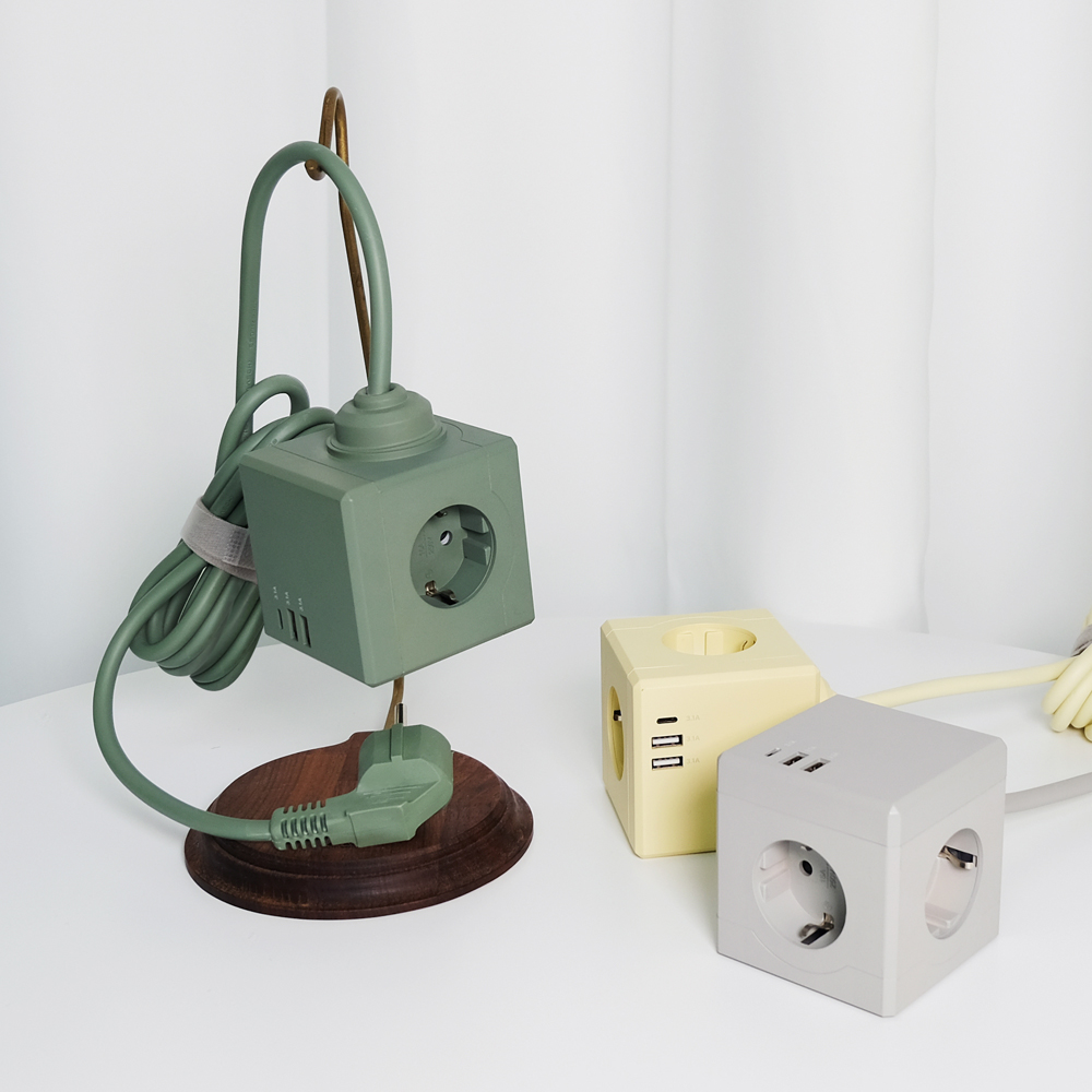 [에코너] MT03 전선형 3M 큐브 멀티탭 4000W 고용량(3구/C타입포트/USB포트) (색상택일)