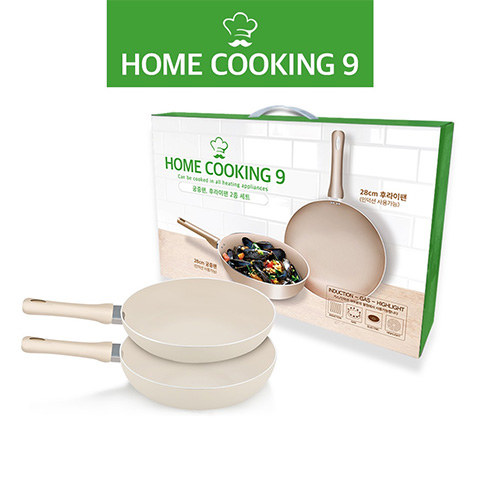 [HOME COOKING9] 홈쿠킹9 IH 크림 프라이팬 28+궁중팬 28 2종