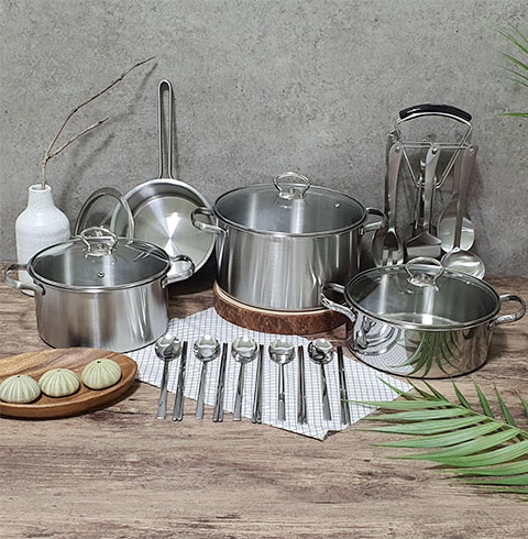 [홈셰프]파르페 인덕션 주방20P세트(편수16cm+양수20cm+양수24cm+전골22cm+키친툴7P+수저 5개,젓가락5조)