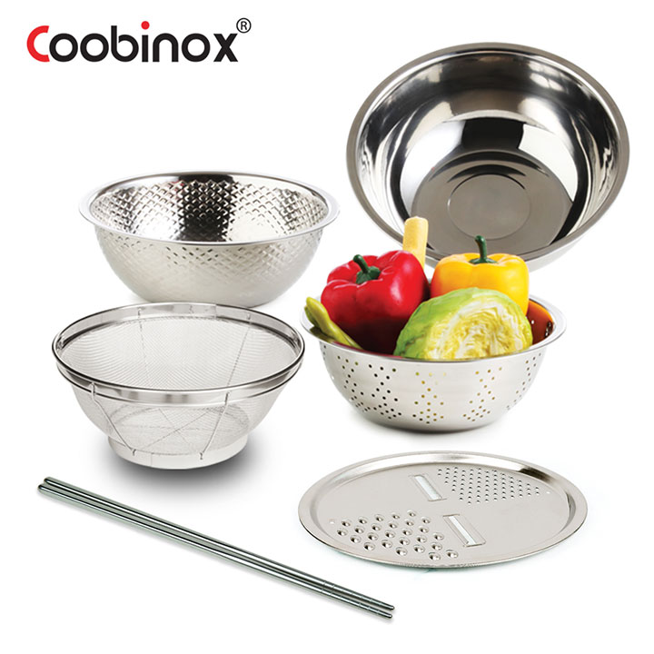 [쿠비녹스] 믹싱볼 쌀함박 채망 채반 젓가락 채칼 6종 세트 CO-1144