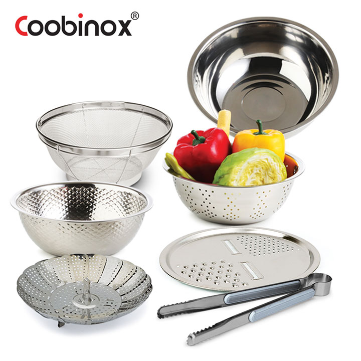 [쿠비녹스] 믹싱볼 쌀함박 채망 채반 찜판 집게 채칼 7종 세트 CO-1148