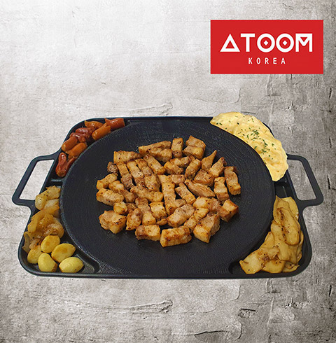 아툼 사각 IH 솥뚜껑 그리들팬 32cm (인덕션 / 하이라이트 / 가스레인지) 모두가능
