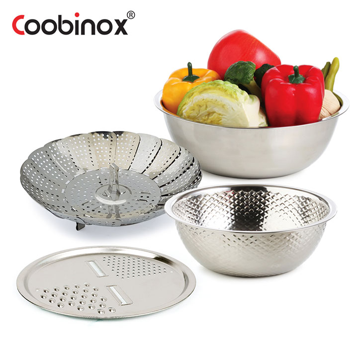 [쿠비녹스] 믹싱볼 쌀함박 찜판 채칼 4종 세트 CO-1139