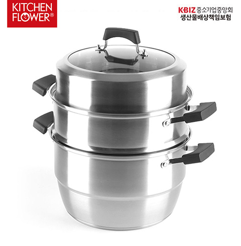 키친플라워 4단 스텐 찜기 30cm