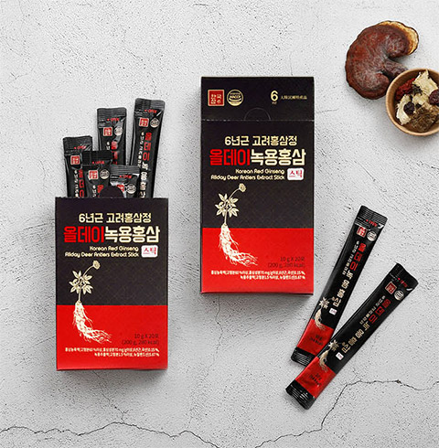한국삼 6년근 고려홍삼정 올데이 녹용홍삼스틱 10ml*20포 + 쇼핑백