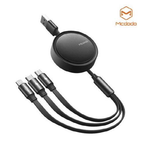 [맥도도] 플렉시블 3in1 충전케이블 (8핀+C타입+5핀) CA-725-블랙