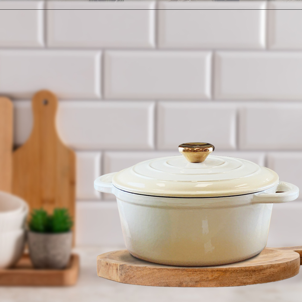 [아비스] 라르떼 IH 펄(Pearl) 아이보리 그라데이션 무쇠주물냄비 22cm