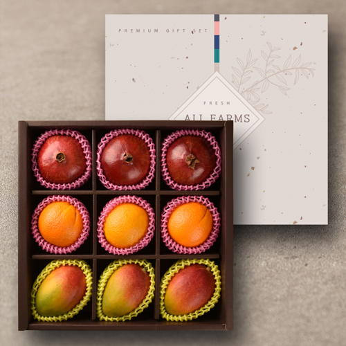 건해몽 실속 수입 과일 세트 2호 3.4kg 석류3과+애플망고3과+오렌지3과