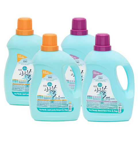 착한버블 친환경세탁세제2개+유연제2개 3.1kg 4p