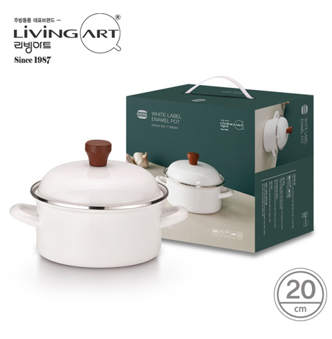 [리빙아트] 옥슨 화이트라벨 1T 법랑 냄비 20양수