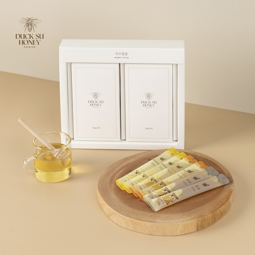 [덕수벌꿀] 국내산 천연스틱꿀 30포(15포*2개) + 쇼핑백