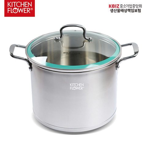 키친플라워 깊은 곰솥 28cm 본체 , 유리뚜껑