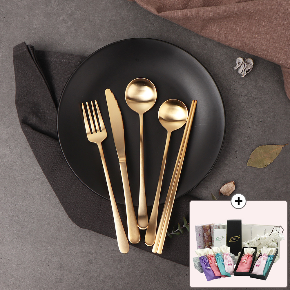 골드문 명품 24K 골드 커트러리 4종 1인 선물세트