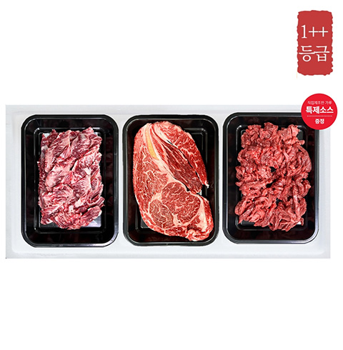 투뿔한우 선물세트 6호 (특수부위300+꽃등심300+육회300+직접제조소스)