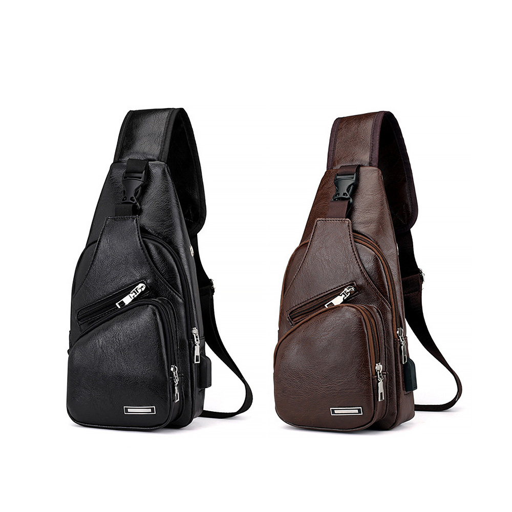 마이픽 멀티 포켓 슬링백 (블랙 / 브라운)