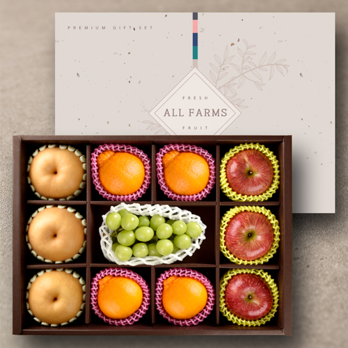 건해몽 프리미엄 과일혼합세트 4호 4.5kg 사과3과+배3과+한라봉4과+샤인머스켓1수