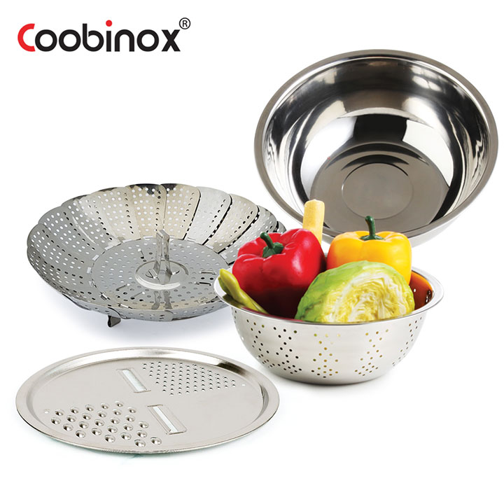 [쿠비녹스] 믹싱볼 채반 찜판 채칼 4종 세트 CO-1138