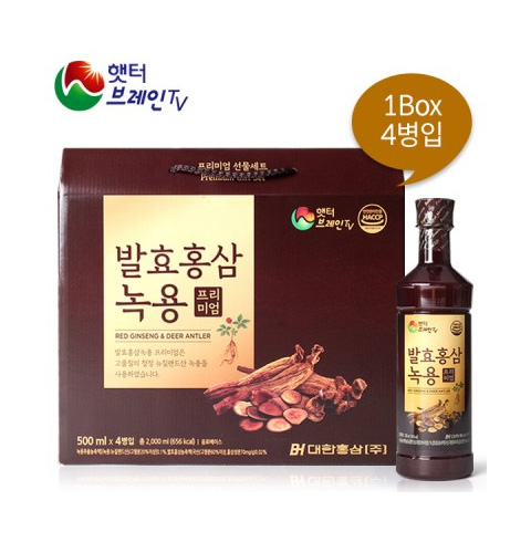 대한홍삼 발효홍삼 녹용 프리미엄 500mlx4병