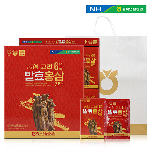 충북인삼농협 고려 6년근 발효홍삼진액 70ml x 30포(쇼핑백 포함)