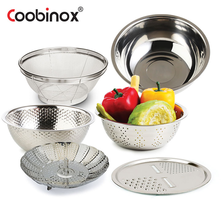 [쿠비녹스] 믹싱볼 쌀함박 채망 채반 찜판 채칼 6종 세트 CO-1147