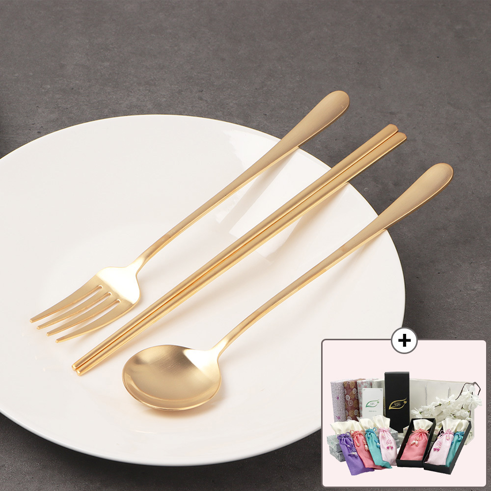 골드문 명품 24K 금수저 & 포크 2인 선물세트