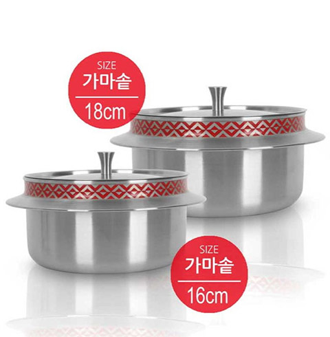 맘메이드 스텐 통3중 IH 가마솥 18cm+16cm2P 세트