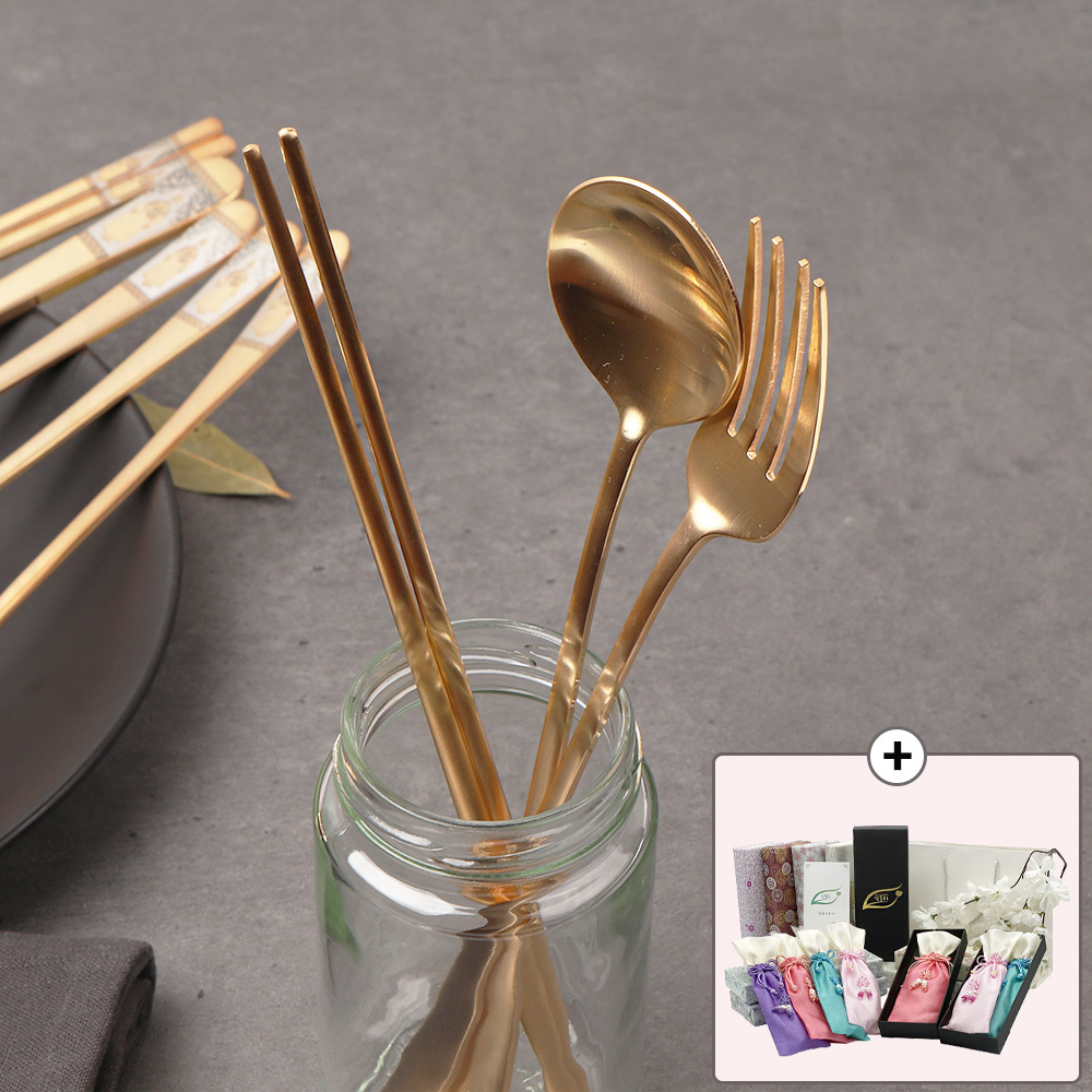 골드문 명품 24K 금수저 & 포크 1인 선물세트
